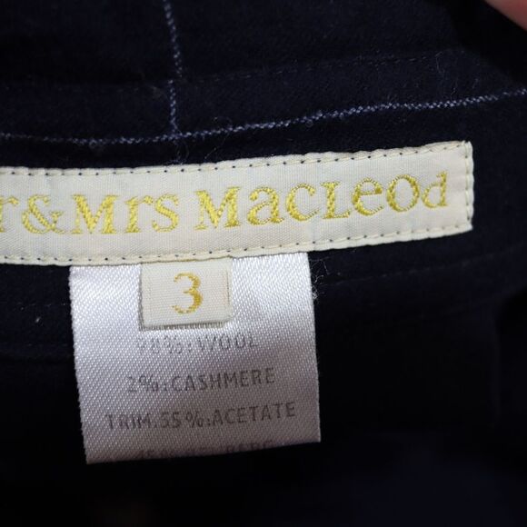 Mr & Mrs MacLeod Vintage Navy Blue Windowpane Plaid Maxi Dress Wool Cashmere - Picture 13 of 15